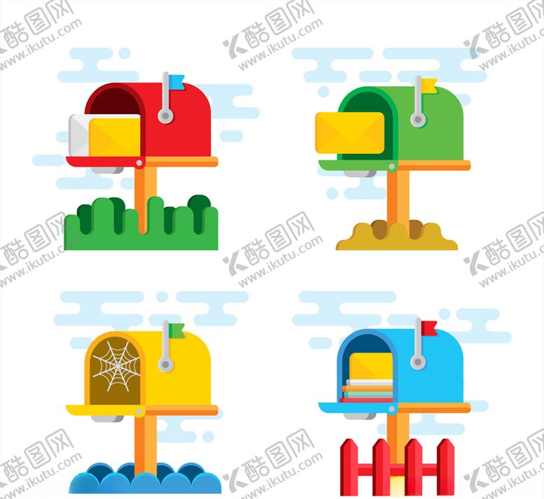 编号：71672710251255175591【酷图网】源文件下载-彩色信箱设计矢量素材