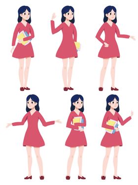 红裙女生动作一组