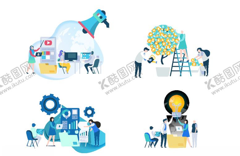 编号：81334107090502553631【酷图网】源文件下载-扁平化人物矢量