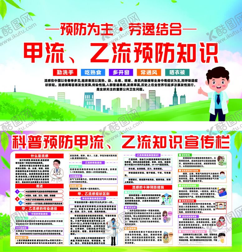 编号：95070804030100128306【酷图网】源文件下载-甲流乙流预防知识宣传栏展板