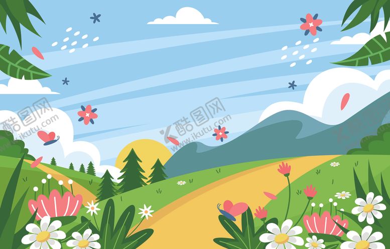 编号：42844507060957057755【酷图网】源文件下载-矢量卡通风景插画