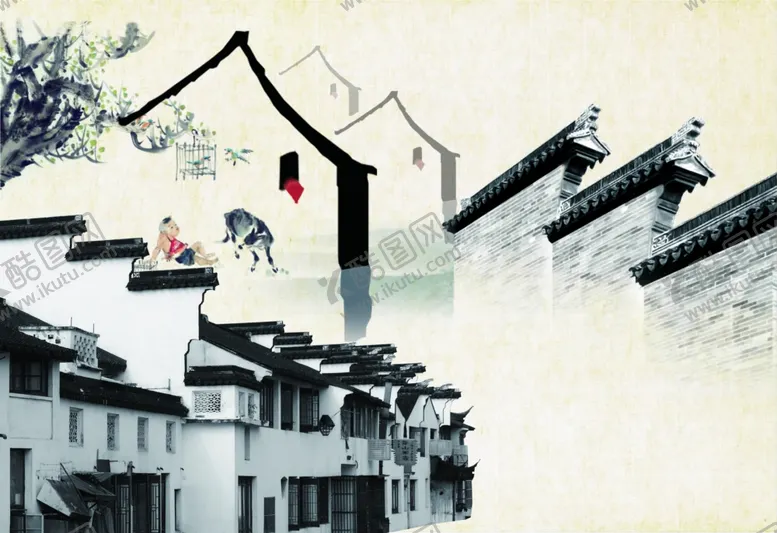 编号：78218803270636468502【酷图网】源文件下载-瓦墙素材可编辑中国风背景