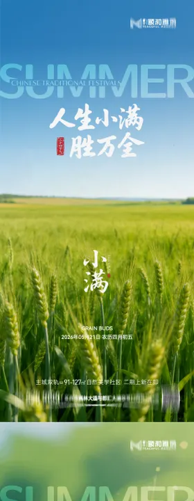 小满麦田二十四节气节日海报2026