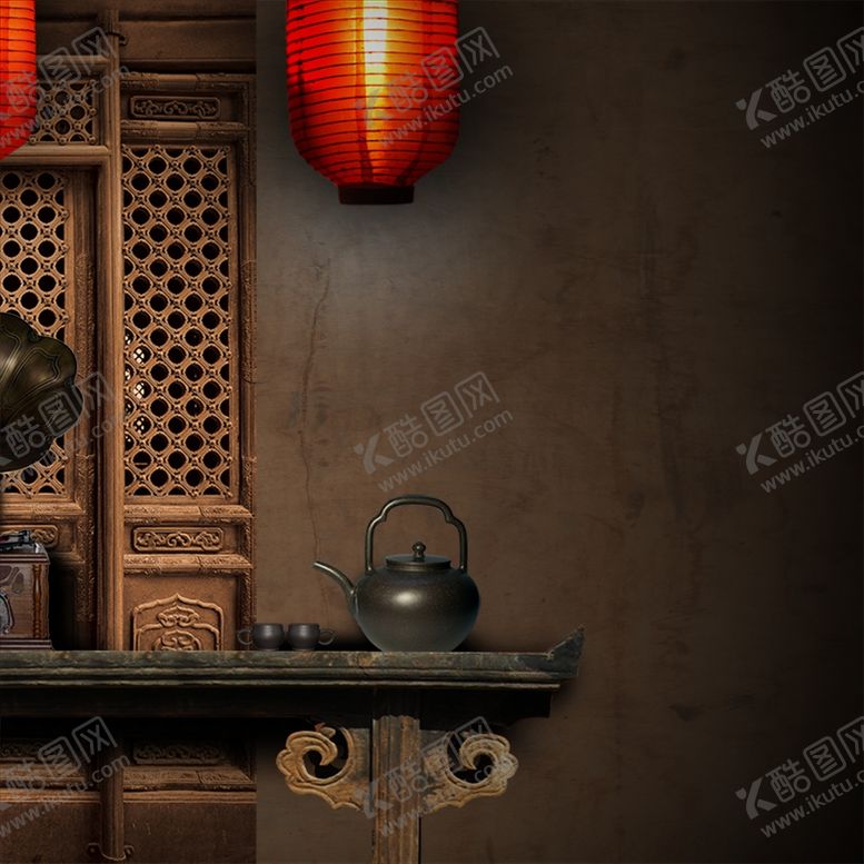 编号：59314707082147454158【酷图网】源文件下载-灯笼案台古风国风活动海报背景
