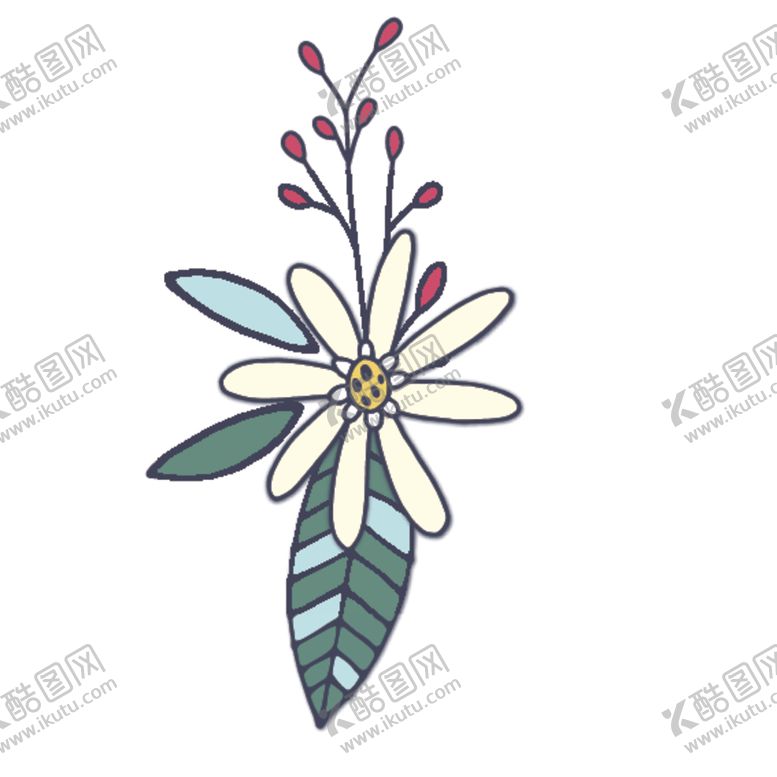 编号：17726510241958124193【酷图网】源文件下载-小清新花朵植物插画