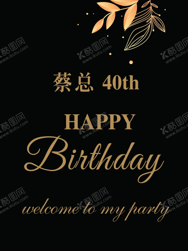 编号：14667102041719061980【酷图网】源文件下载-黑金色生日水牌