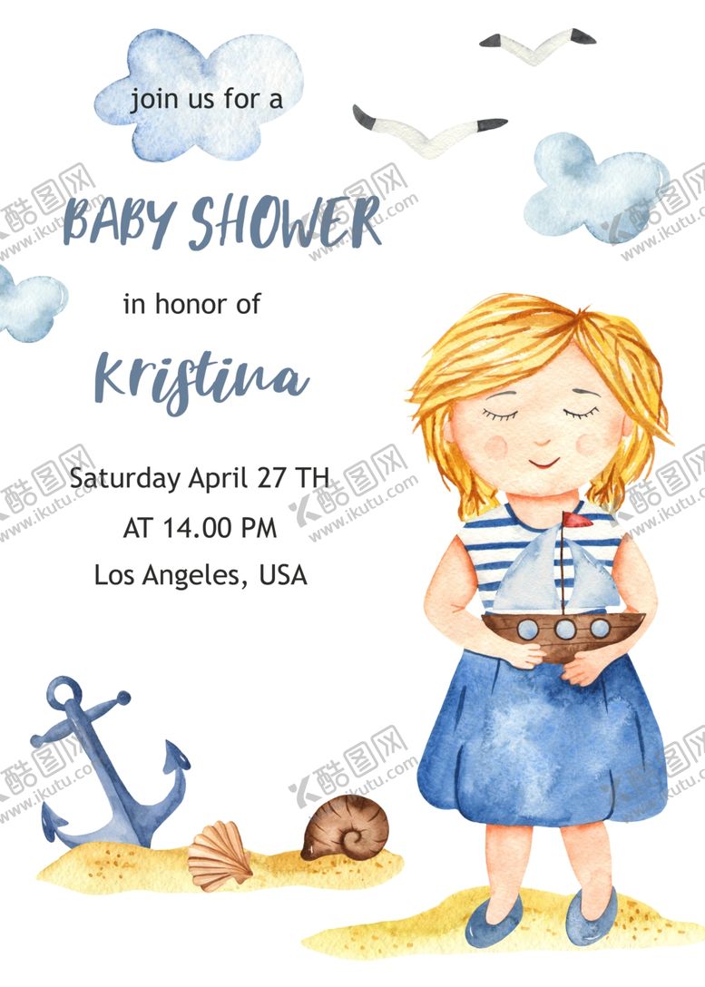 编号：30204409200736377098【酷图网】源文件下载-海洋元素水彩插画