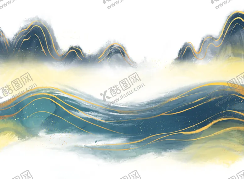 编号：17636106262045416580【酷图网】源文件下载-背景素材国潮山水祥云水墨