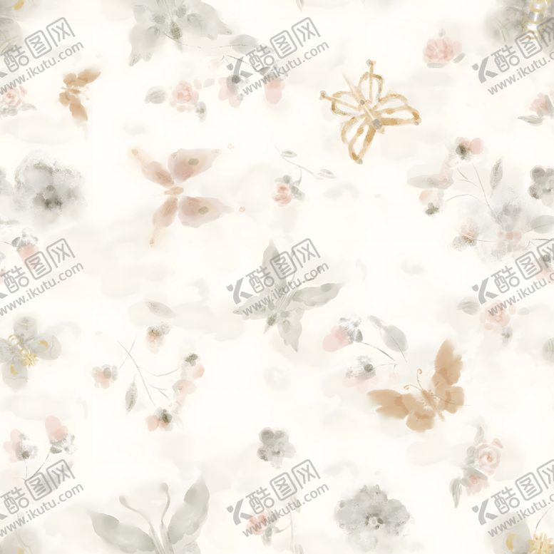 编号：51071904050326566882【酷图网】源文件下载-花卉蝴蝶图案的清新背景