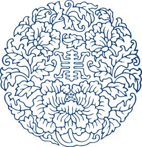 青花瓷图案玻璃贴画台布盘设计纹
