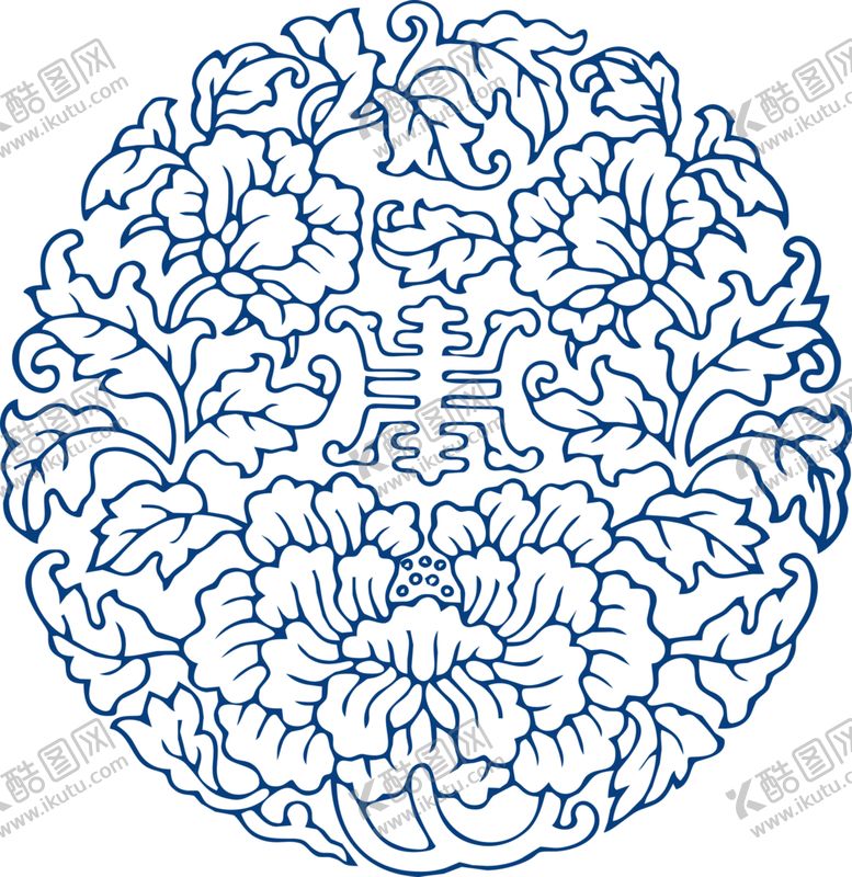青花瓷图案玻璃贴画台布盘设计纹