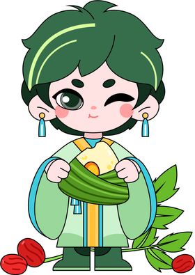 端午拟人形象设计吃粽子