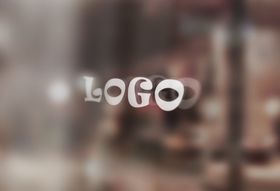 玻璃上白色logo样机素材