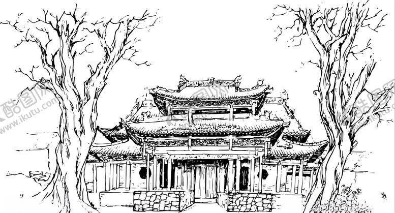 编号：68348610041153462965【酷图网】源文件下载-古建筑线稿