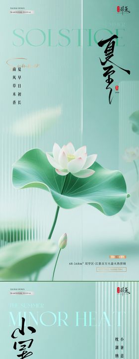 地产夏至入伏小暑清新荷花海报