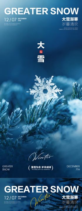 雪花海报大雪节气海报