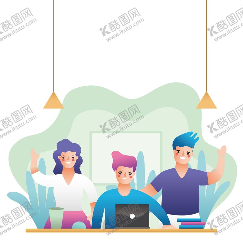 编号：39641510020951448350【酷图网】源文件下载-人物插画扁平化办公画