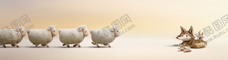 编号：89902909252038225678【酷图网】源文件下载-北欧简约羊羊儿童房横幅床头画