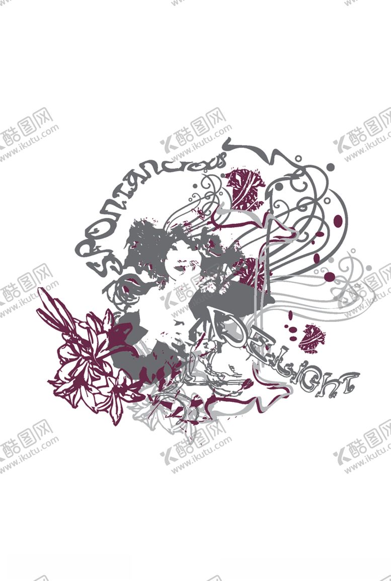 编号：31053005041313332275【酷图网】源文件下载-女装人物印花