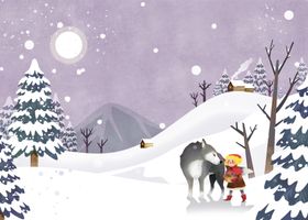 唯美小清晰雪景插画