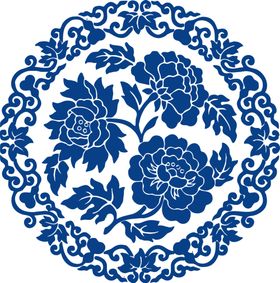 青花瓷图案鸟国画中国传统罐