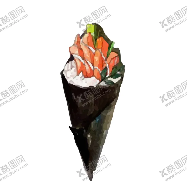 编号：88366305021648319634【酷图网】源文件下载-水彩寿司