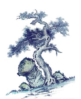水墨中国风迎客松