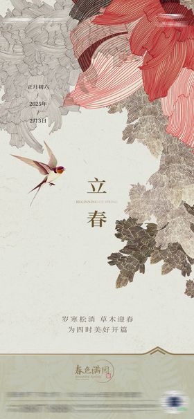 春天节气中式底纹