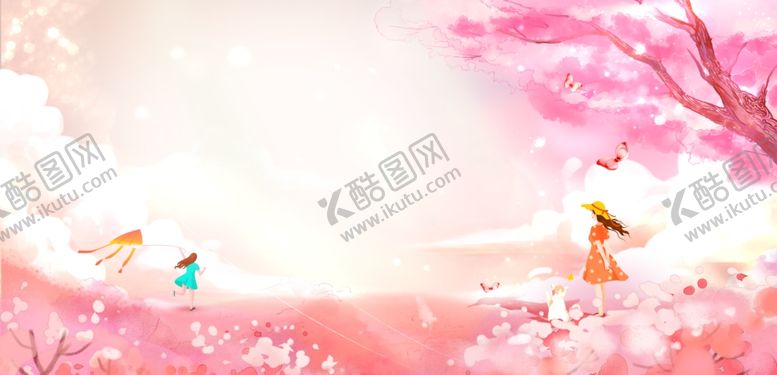 编号：12777504141303048530【酷图网】源文件下载-梦幻樱花下的童趣场景