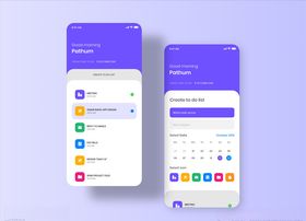 xd任务紫色UI设计首页日历页
