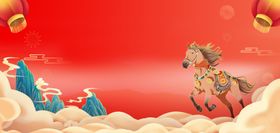 马年主题多彩春节插画