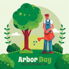 园丁浇树美好场景