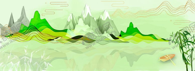 编号：24929711171759348043【酷图网】源文件下载-水墨风青绿山水美景图