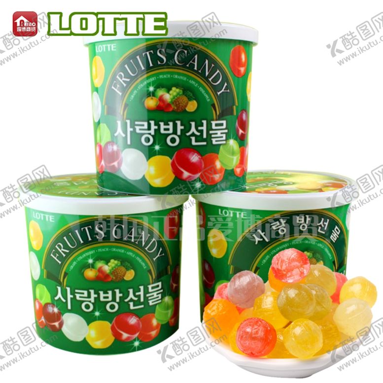 编号：39522610010532237978【酷图网】源文件下载-韩国乐天爱心球糖水果糖