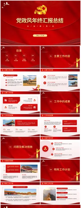 党政风年终工作汇报总结PPT