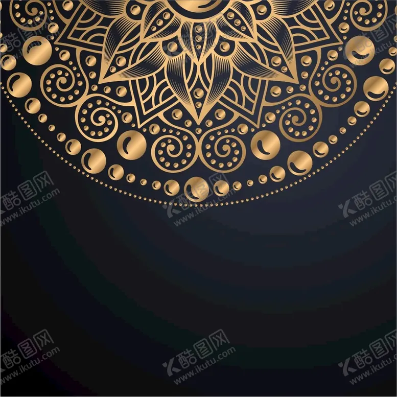 编号：23018909151158052761【酷图网】源文件下载-金色古典花纹黑色背景图案样式