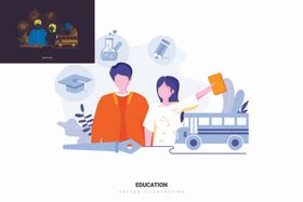 卡通人物电商购电脑情侣