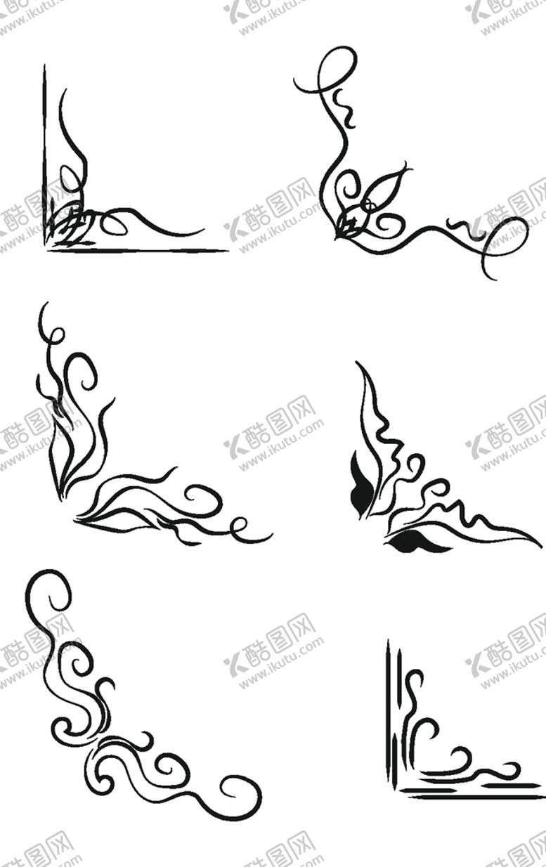 编号：62383404231611593890【酷图网】源文件下载-黑白边角花纹