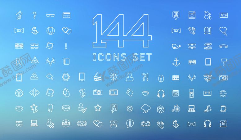 编号：52963310030147262185【酷图网】源文件下载-蓝色渐变背景图标集合