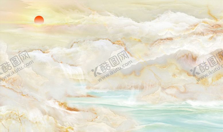 编号：17248706151804193702【酷图网】源文件下载-山水画大理石纹背景墙