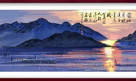 水墨山水背景屏风清明时节江南古风