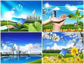 美丽自然与科技融合图景