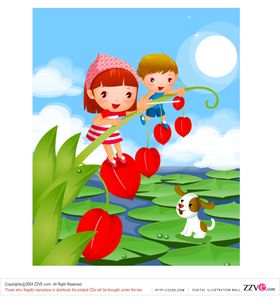 儿童插画男孩唯美图片课间活动
