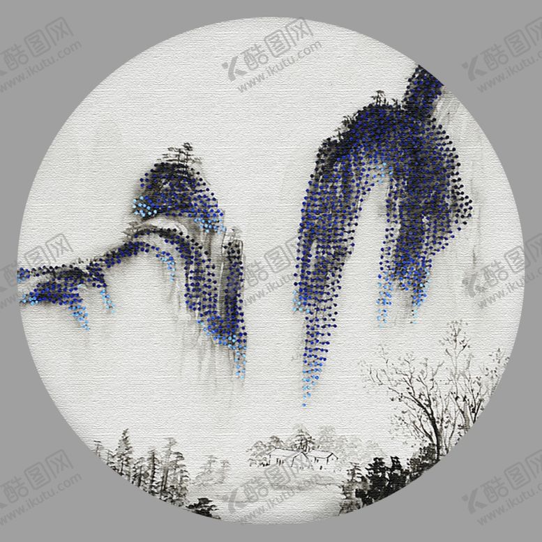 编号：79253709150921271843【酷图网】源文件下载-圆形山水画水墨圆形山水