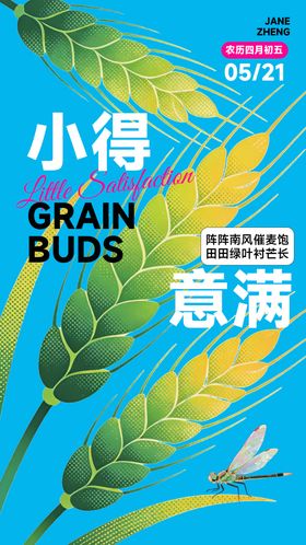 小满节气半调海报