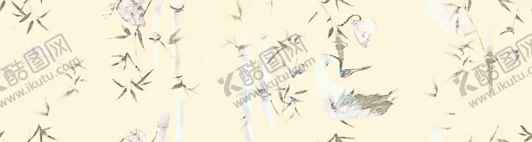 编号：38769210051141057054【酷图网】源文件下载-黄底竹子竹叶蝴蝶鹤