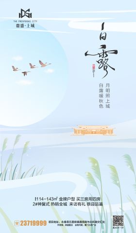 中式白露节气秋天地产海报