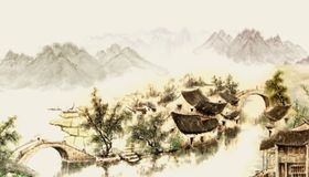 手绘山水