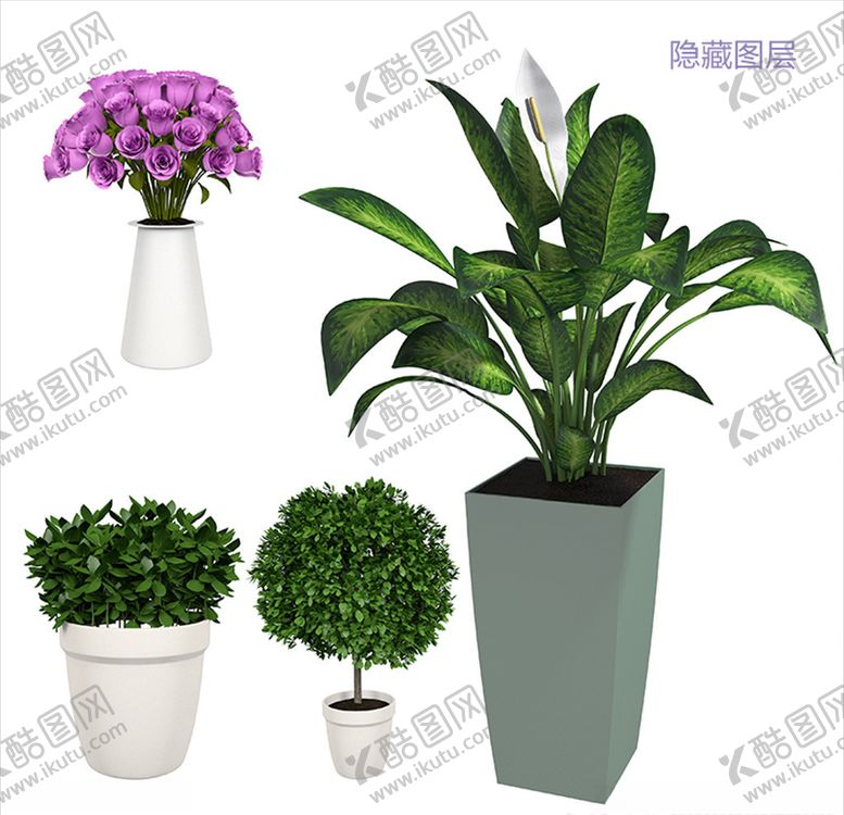 编号：51260206180020225175【酷图网】源文件下载-3D植物盆栽