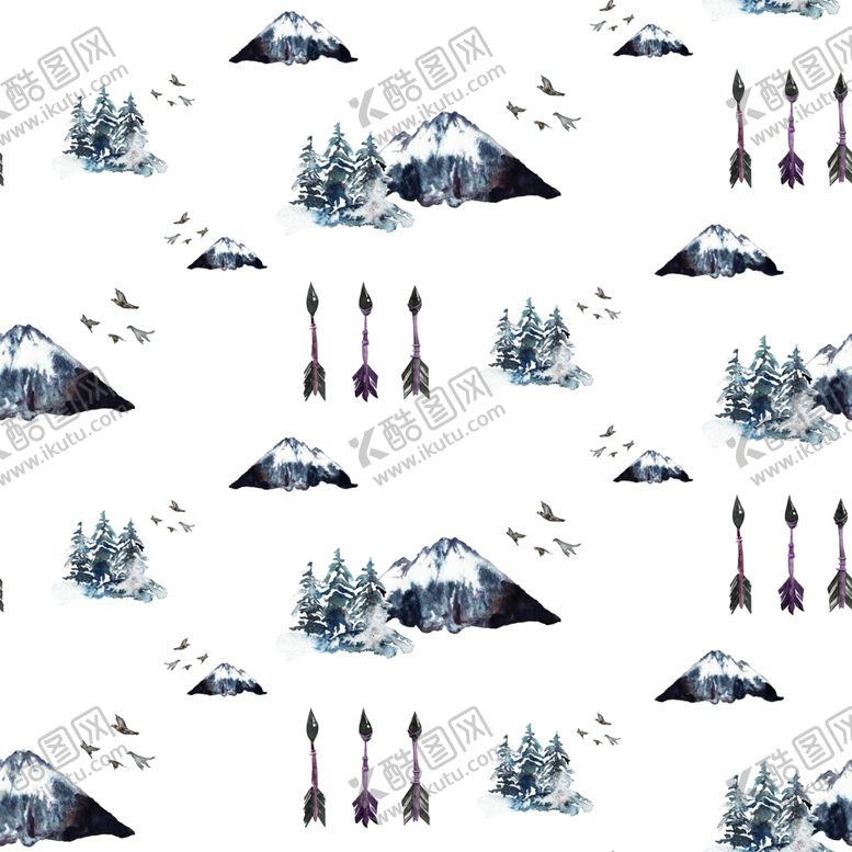 编号：63723810021936209928【酷图网】源文件下载-水彩花朵创意图案